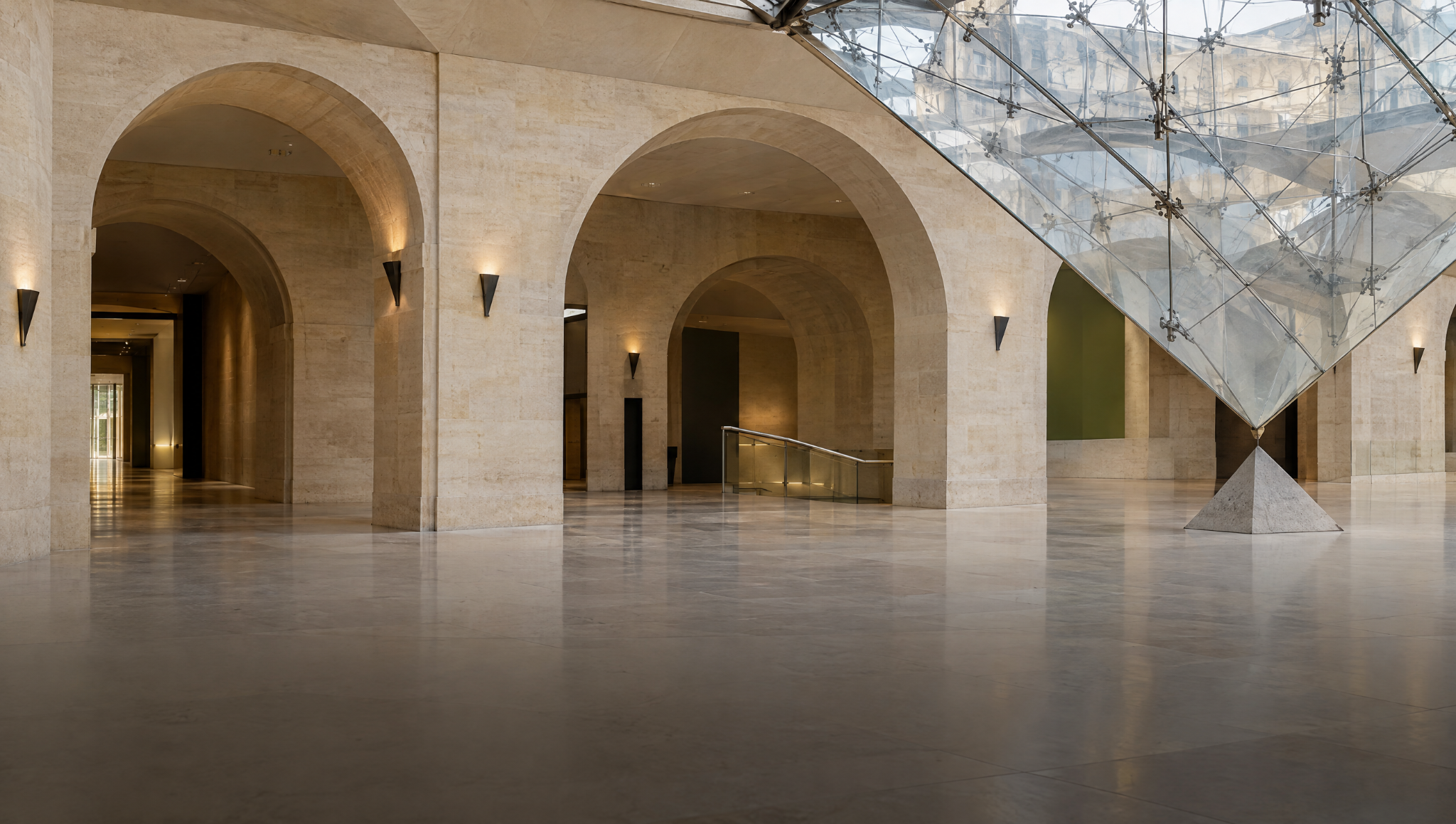 Stone and glass architecture, before the passage to Art Shopping.